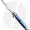 SKM 9" Italian Stiletto Automatic Knife Blue Pearlex (3.8" Satin Bayonet)
