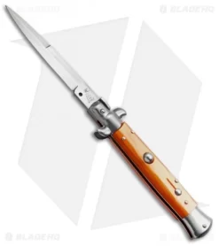 SKM AB 9" Italian Stiletto Automatic Knife Orange Pearlex (3.8" Satin Bayonet)