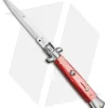 SKM AB 9" Italian Stiletto Automatic Knife Red Pearlex (3.8" Satin Bayonet)