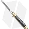 SKM 9" Italian Stiletto Automatic Knife Brass/Dark Horn (3.8" Satin Bayonet)