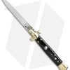 SKM 9" Italian Stiletto Automatic Knife Brass/Dark Horn (4" Satin Flat)