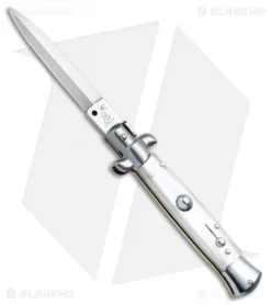 SKM/AB 8" Italian Stiletto Dagger Automatic Knife Pearlex (3.3" Satin)