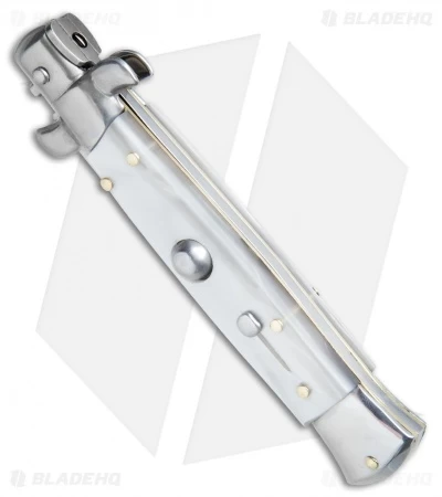 SKM/AB 8" Italian Stiletto Dagger Automatic Knife Pearlex (3.3" Satin) - Image 2