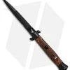 SKM 9" Italian Stiletto Automatic Knife Sim Briar Wood (3.8" Black Bayonet)