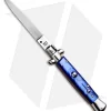 SKM 9" Italian Stiletto Automatic Knife Blue Acrylic (4" Satin Flat)