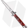 SKM AB 9" Italian Stiletto Automatic Knife Red Swirl (4" Satin Dagger)