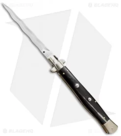 13" AGA Campolin Dark Horn Automatic Knife Italian Stiletto (Kriss Plain)
