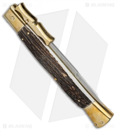 AGA Campolin 13" Bat Swinguard Automatic Brass/Stag Horn (5.75" Satin Bayonet) - Image 3