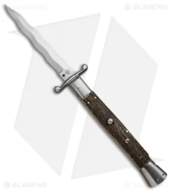 AGA Campolin 13" Swinguard Automatic Knife Stag Horn (5.75" Satin Kris)