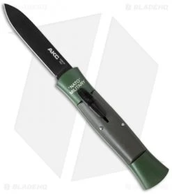 AKC 007 Concord NATO Military OTF Automatic Knife Green/Gray (2.75" Black Flat)
