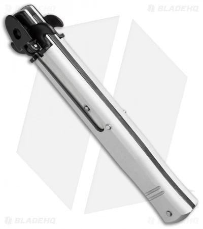 AKC Leverletto 9" Lever Lock Automatic Italian Knife Silver (4" Satin Flat) - Image 3