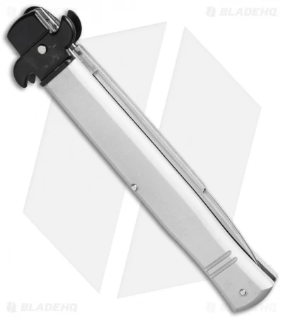 AKC Leverletto 9" Lever Lock Automatic Italian Knife Silver (4" Satin Flat) - Image 2