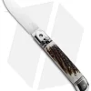 AKC Classic 8" Lever Lock Automatic Italian Knife Stag Horn (3.2" Polish)