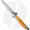 SKM 9" Italian Stiletto Automatic Knife Orange Pearlex (4" Satin Dagger)