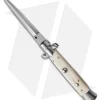 Frank B 9" Italian Stiletto Automatic Knife Sim Ivory (4" Satin Dagger)