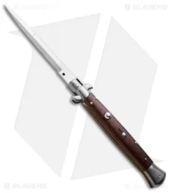 Frank B 11" Italian Stiletto Automatic Knife Snakewood Filework (5" Satin Bayo)