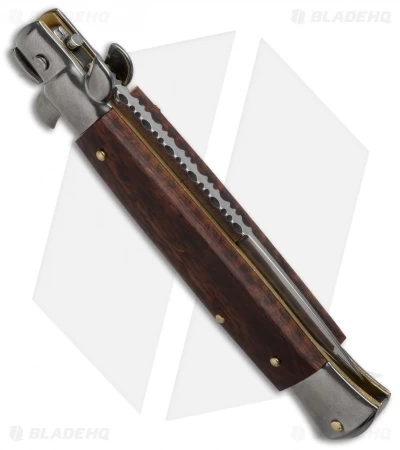 Frank B 9" Italian Stiletto Automatic Snakewood W/ Filework (4" Polish Bayo) - Image 2