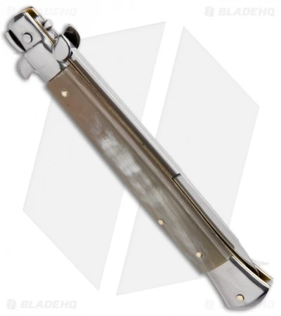 Frank B 11" Italian Stiletto Bayo Automatic Knife Honey Horn (5" Satin) - Image 2