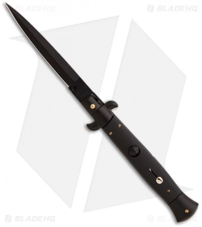 Frank B 9" Italian Stiletto Automatic Knife Tactical Black (4" Black Dagger)
