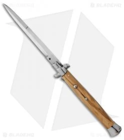 Frank B. Italian Stiletto Lockback Automatic Knife Olive Wood (5" Polish)