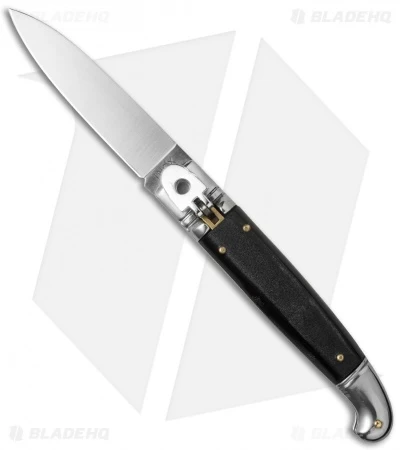 SKM 8" Fancy Lever Lock Automatic Knife Black Pearlex (3.2" Satin Flat)