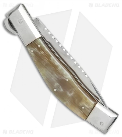 Lepre 10" Picklock Automatic Knife Honey Horn W/ Filework (4.2" Satin) - Image 3