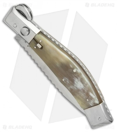 Lepre 10" Picklock Automatic Knife Honey Horn W/ Filework (4.2" Satin) - Image 2