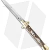SKM 9" Italian Stiletto Automatic Knife Brass/Stag Horn (4" Bayonet)
