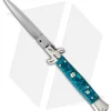 SKM AB 9" Italian Stiletto Automatic Knife Turquoise Acrylic (3.8" Satin Dagger)