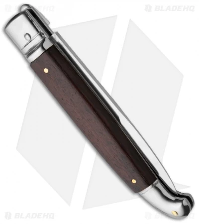 SKM 9.5" Fancy Lever Lock Automatic Knife Palisander Wood (4" Satin Bayo) - Image 2