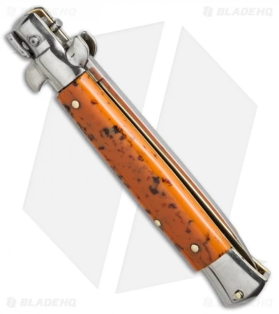 SKM 9" Italian Stiletto Automatic Knife Coral Acrylic (4" Satin Flat) BMM - Image 2